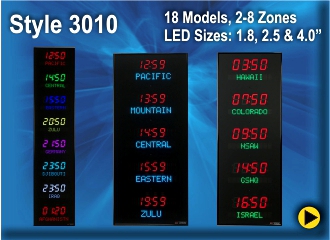 BRG Programmable Time Zone Clock, Style 3010